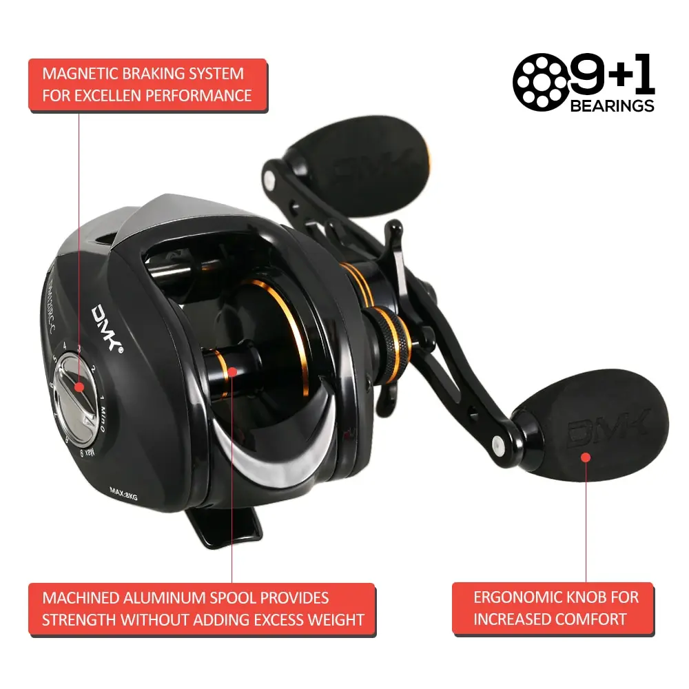Spinning Fishing Reel 9+1 BB 6.3:1 High Speed Baitcasting Reel 8KG Max Drag Carp Fishing Reel Wheels Tackle With Storage Sack