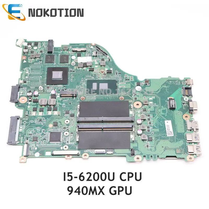 NOKOTION для acer aspire E5-575 E5-575G материнская плата для ноутбука DAZAAMB16E0 NBVDH11004 основная плата SR2EY I5-6200U процессор 940MX GPU