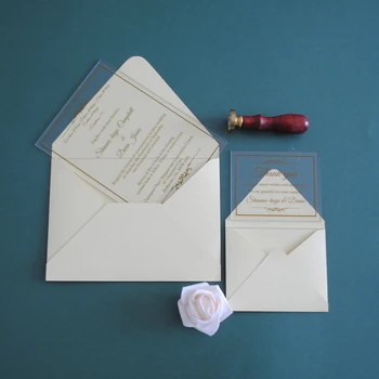 

laser cut 10pcs wedding invitation card frame gold foil,Plexiglass acrylic party ,birthday transparent acrylic invitations