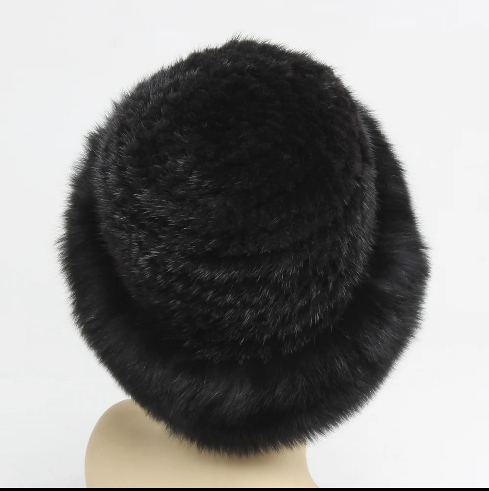Winter Knitted Real Mink Fur Hats Luxury Natural Real Fox Fur Cap Ladies Winter Warm Fluffy Casual Natural Genuine Fur Hats