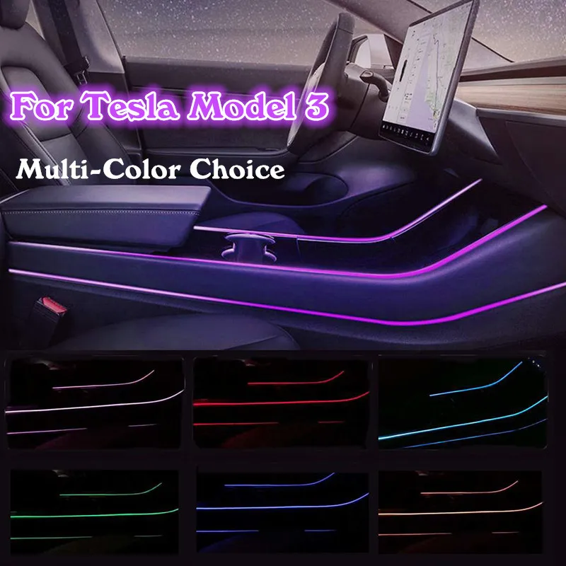  Modification Car Interior Atmosphere Multi Color LED Light Modification Control Accessories for Tes - 4000141848471