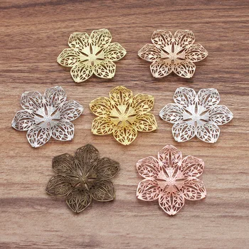 

50 pcs/lot 40 mm Copper Filigree Metal Flower Connector Charms Findings For Jewelry Making