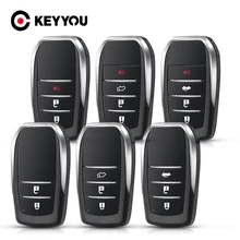 KEYYOU – coque de clé télécommande intelligente 2/3/4 boutons, boîtier sans clé pour Toyota Fortuner Prado Camry Rav4 Highlander Crown Fob