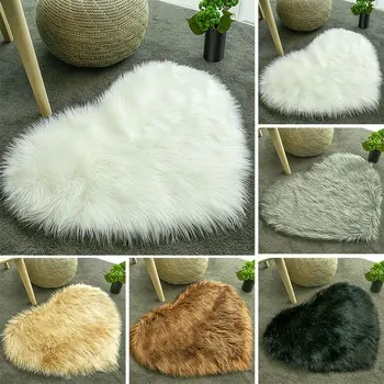 

Carpet Floor Multicolored Bedroom Wool Carpet Fluffy Rugs Heart-Shaped 90X70cm Dining Room Chair Sofa Decoration Mat