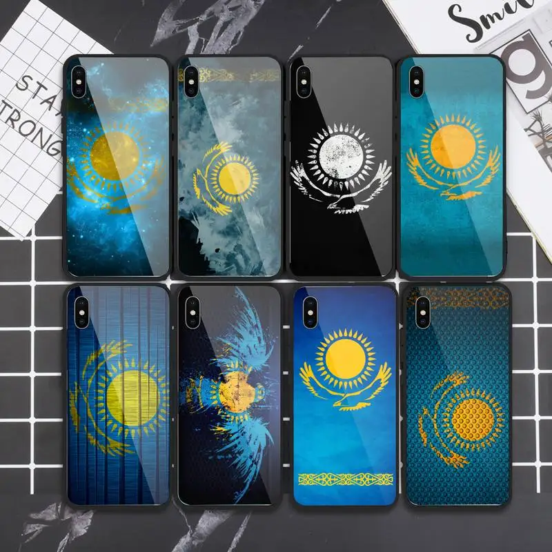 Чехол для телефона с флагом Казахстана закаленное стекло iphone 5C 6 6S 7 8 plus X XS XR 11 PRO MAX