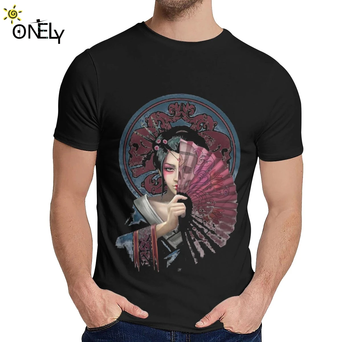 Классическая футболка с круглым вырезом Geisha Warrior Japan Tattoo Cool Токийская винтажная