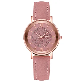 Genuine Leather Chrome Dial Ladies Watch