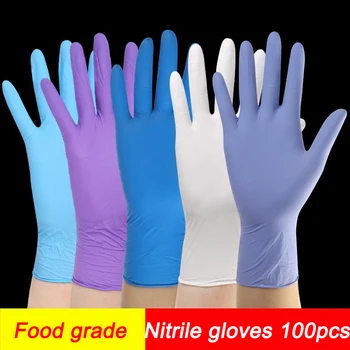 

Guantes De Nitrilo Desechables Caja De 100 Pcs PVC Food Grade Anti-contact Black Latex Anti-epidemic Gloves Disposable Gloves