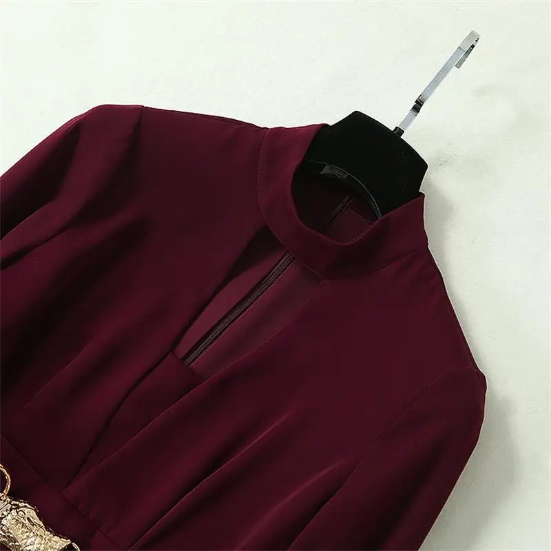 Most Buy a3kbM Women Maxi Dress 2020 High Quality Runway Stand Collar Long Sleeve Irregular Long Dress Casual Dresses NP0753A