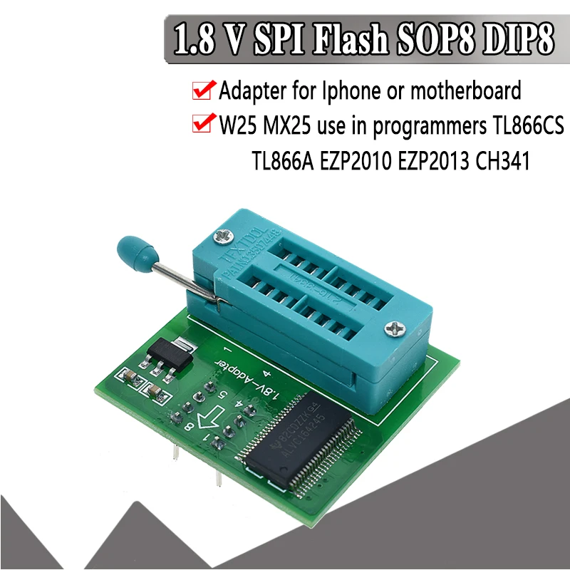 1,8 V адаптер переменного тока для материнская плата 1,8 в SPI флэш-SOP8 DIP8 W25 MX25 программистов TL866CS TL866A EZP2010 EZP2013 CH341