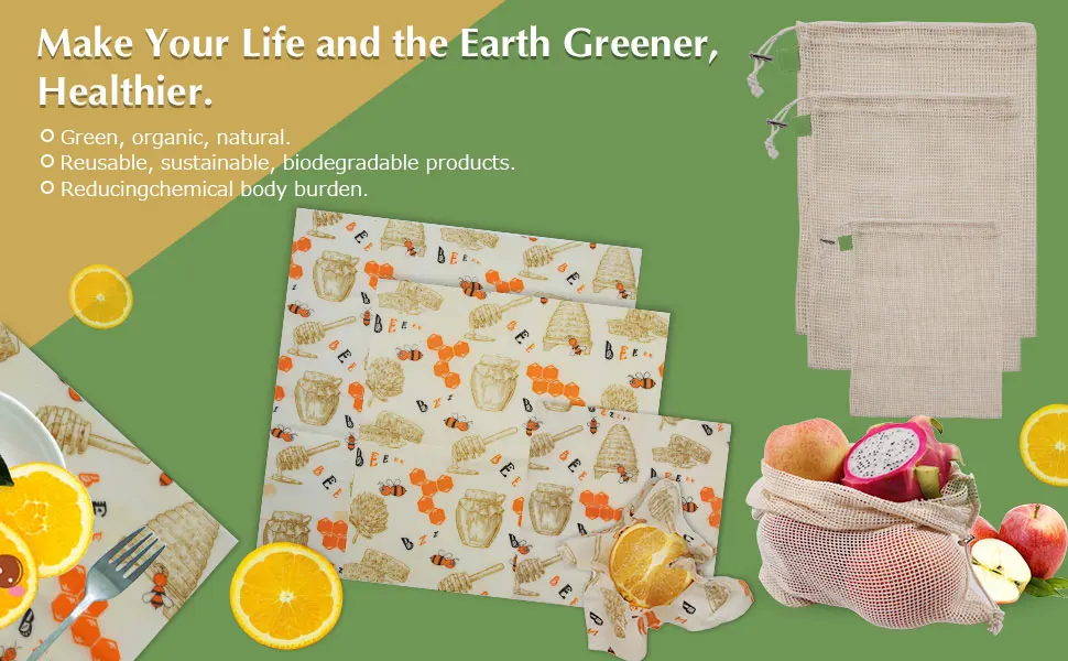 

Reusable beeswax wrapping paper and grocery bag beeswax wrapping paper roll for kitchen food