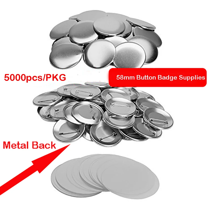 5000 наборов 58 мм Металлическая Задняя булавка значок пустой Материал пуговица, бейджик, значок питания частей DIY стальная кнопка значки PIN расходные материалы