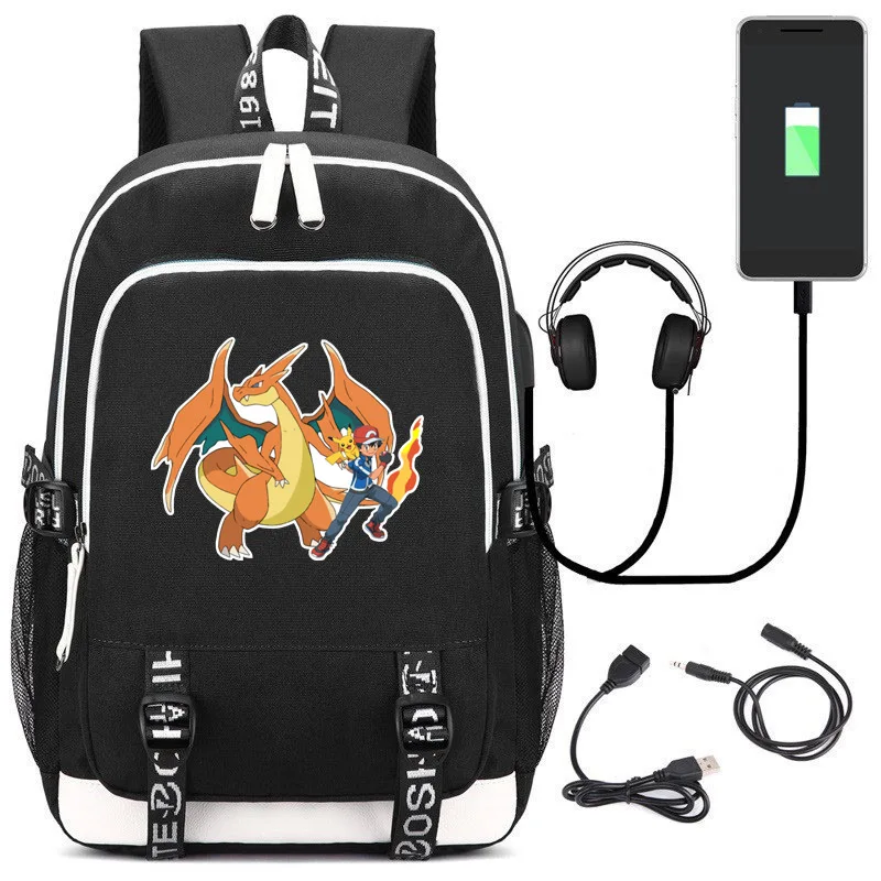 Аниме Рюкзак Pokemon Pikachu Eevee подростковый USB рюкзак для ноутбука мальчики девочки школьный женский рюкзак на плечо дорожная сумка мужской рюкзак - Цвет: YW  11