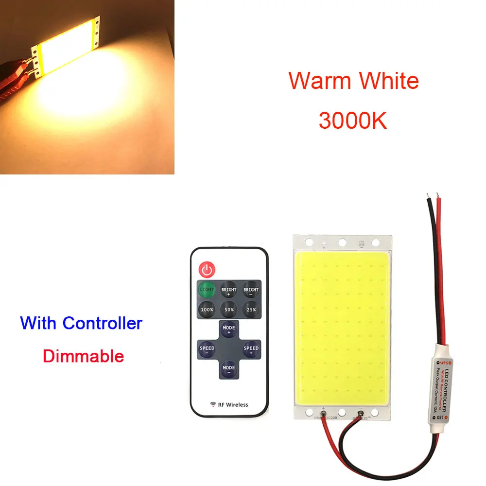 12 В COB светодиодный панельный светильник с регулятором яркости 15 Вт 1500LM теплый натуральный холодный белый DC12V Диммируемый светодиодный светильник для настольного светильника - Испускаемый цвет: COB RC WW