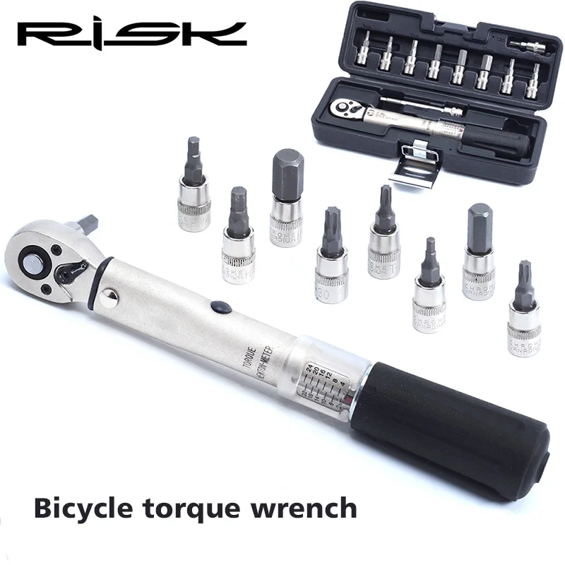 

Risk 2-24NM Multifunction Repair Tool Kits Bicycle Torque Wrench With Box Two-way Click Adjustable Tools 3-10mm Allen Key Set