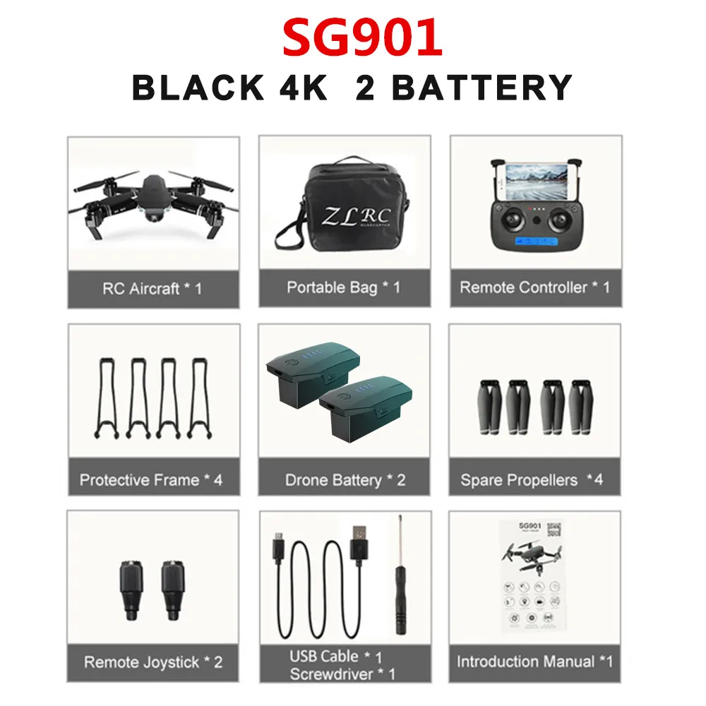 SG901 4K Bag 2B SG907/SG901 Дрон gps 4K HD x50 зум Камера 5G wifi FPV Профессиональный Квадрокоптер RC вертолет складной селфи дроны Рождество - Цвет: SG901 4K Bag 2B