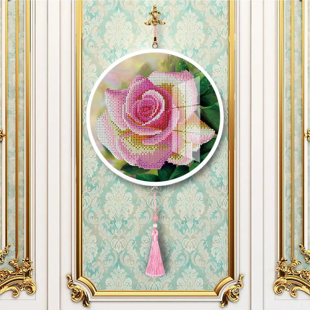 Billig Neue Design Weiß Rose Diy Diamant Mosaik Kreuz Stich Quaste Malerei Hängen Auf Der Wand Kunst Handwerk Bohren Voll YKH74