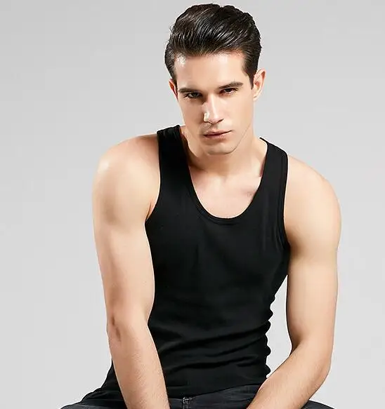 3 pieces black Лидер продаж, 3 шт., хлопок, мужская майка без рукавов, однотонная мышечная нательная майка с круглым вырезом, Gymclothing, футболки, топы - Цвет: 3 pieces black