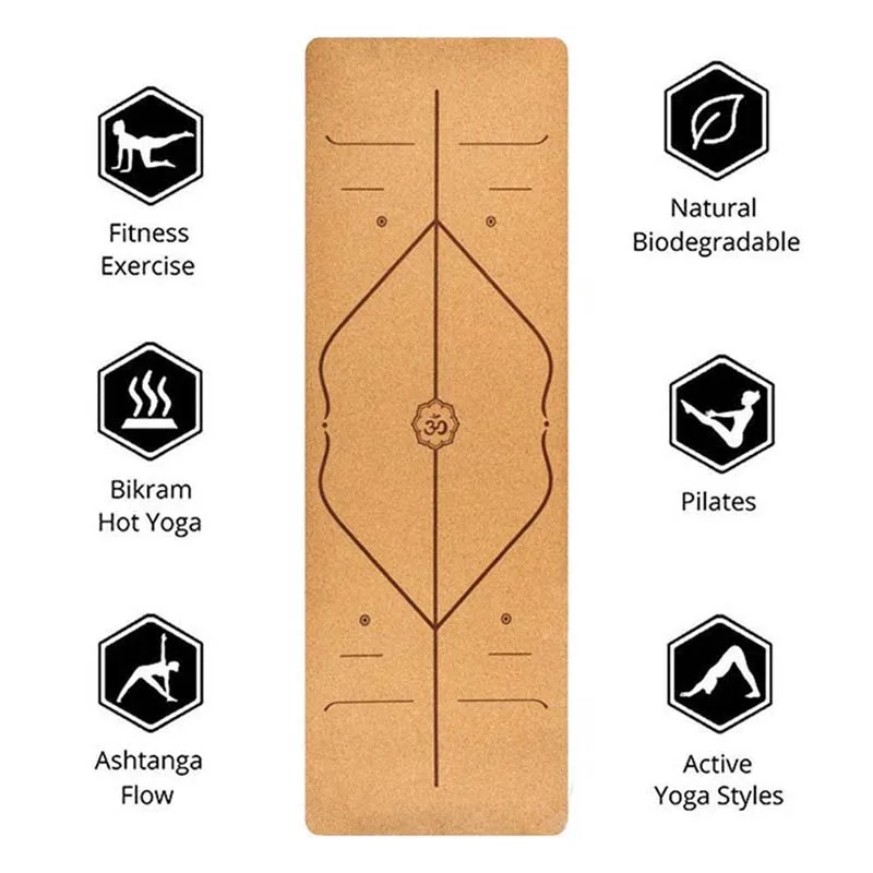 

TPE Non-slip Organic Cork Training Yoga Mat 5mm Pilate Dance Lightweight Fitness Portable Sweat Absorbent Belt Odorless Mat Yoga