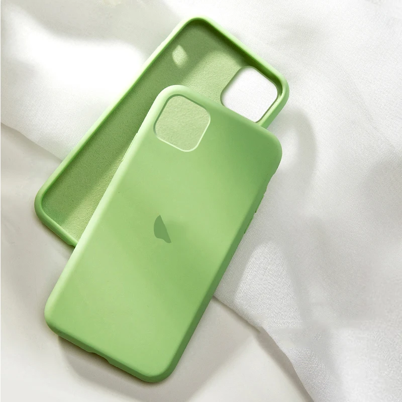 Официальный силиконовый чехол для iphone 7 8 6 6s Plus Xs XR X MAX противоударный чехол с логотипом для iphone 11 Pro Max задняя крышка - Цвет: Зеленый