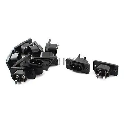 

10 Pcs IEC320 C8 Inlet 2-Pin Terminal Male Plug Power Socket AC250V 2.5A