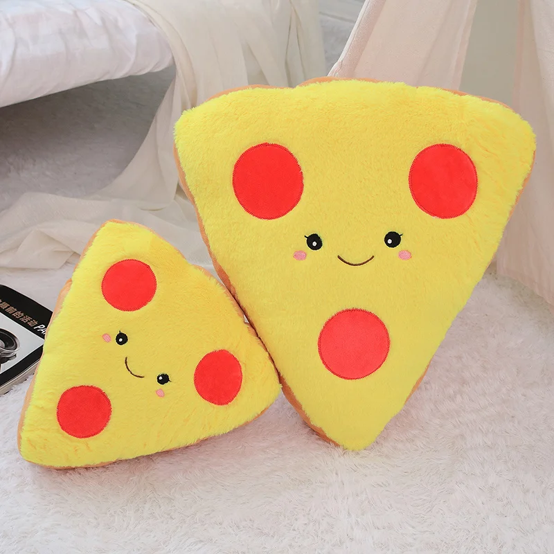 

Golden Pizza Food Plush Toy Stuffed Lifelike Fuzzy Pizzas Snack Pillow Hand Warmer with Holes Plushie 30/45cm