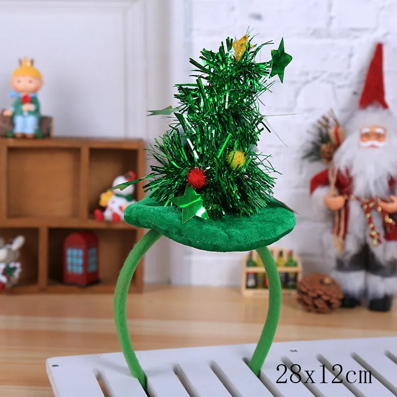 style7-23-star tree Новогодние Детские подарки Рождественские с Санта-Клаусом и оленем Снеговик головной убор с орнаментом рождественские украшения Санта-Клаус вечерние украшения Navidad - Цвет: style7-23-star tree