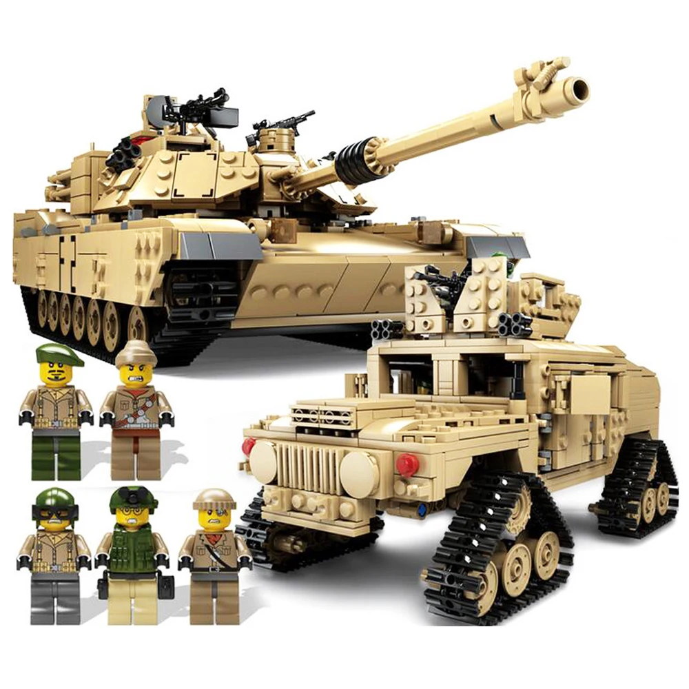 KAZI 10000 век военный M1A2 Abrams Танк пушка деформация Hummers автомобили Строительные