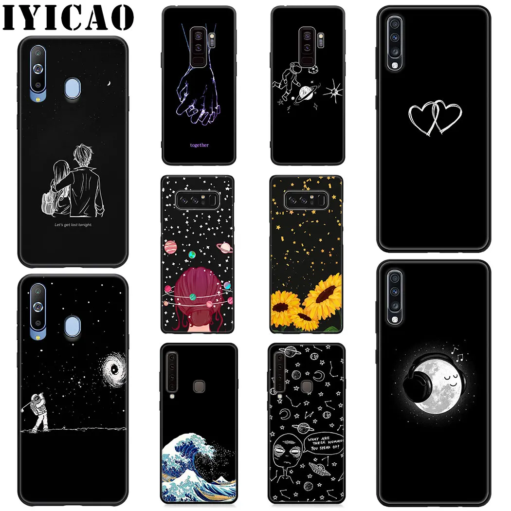 IYICAO черный белый мягкий чехол с рисунком для samsung Galaxy A6 Plus A9 A8 A7 2018 A3 A5 2016 2017 Note 9 8 |