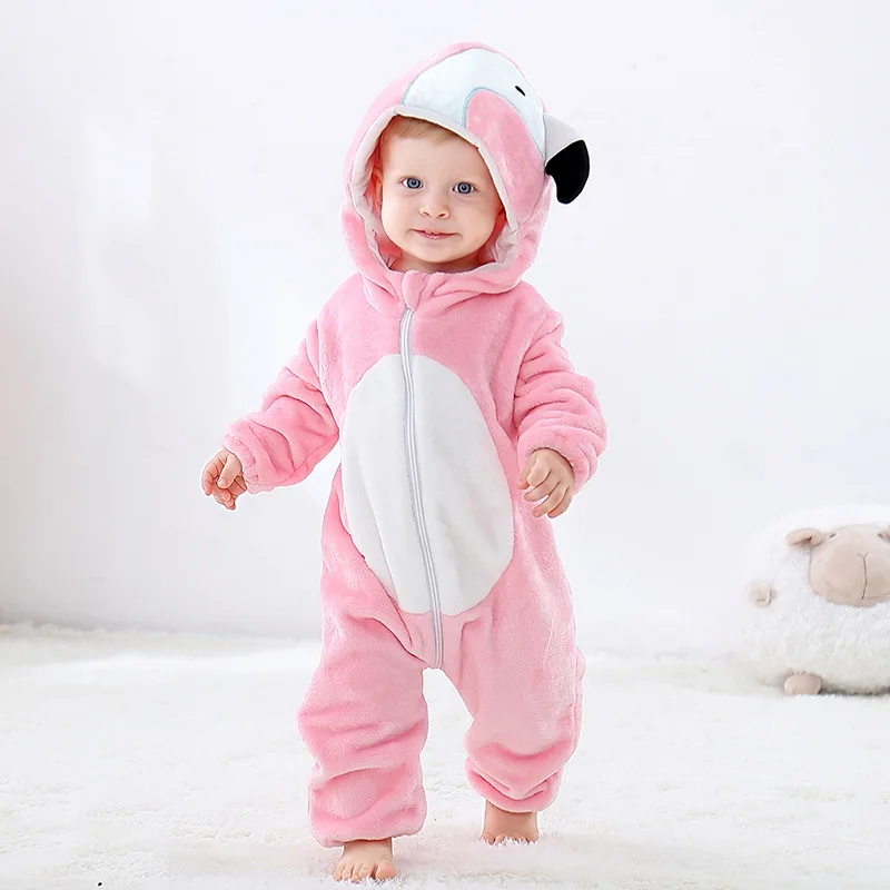 Pink flamingo Новинка зимы для новорожденных; одежда для малышей; одежда унисекс; одежда на Хэллоуин для маленьких мальчиков, комбинезоны, для детей, спортивный костюм для девочек, Спортивный костюм для малышей для детей 3, 9, 12 месяцев - Цвет: Pink flamingo