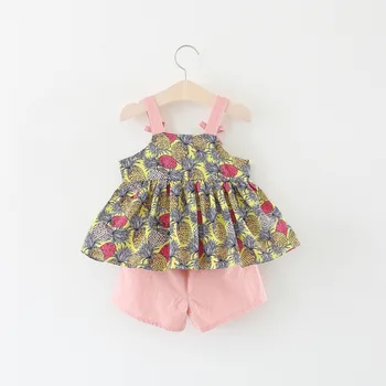 

Like Summer!0-2years old New cotton baby girl 2pcs/set sleeveless T-shirt and shorts Summer wear,free shipping20200508-10