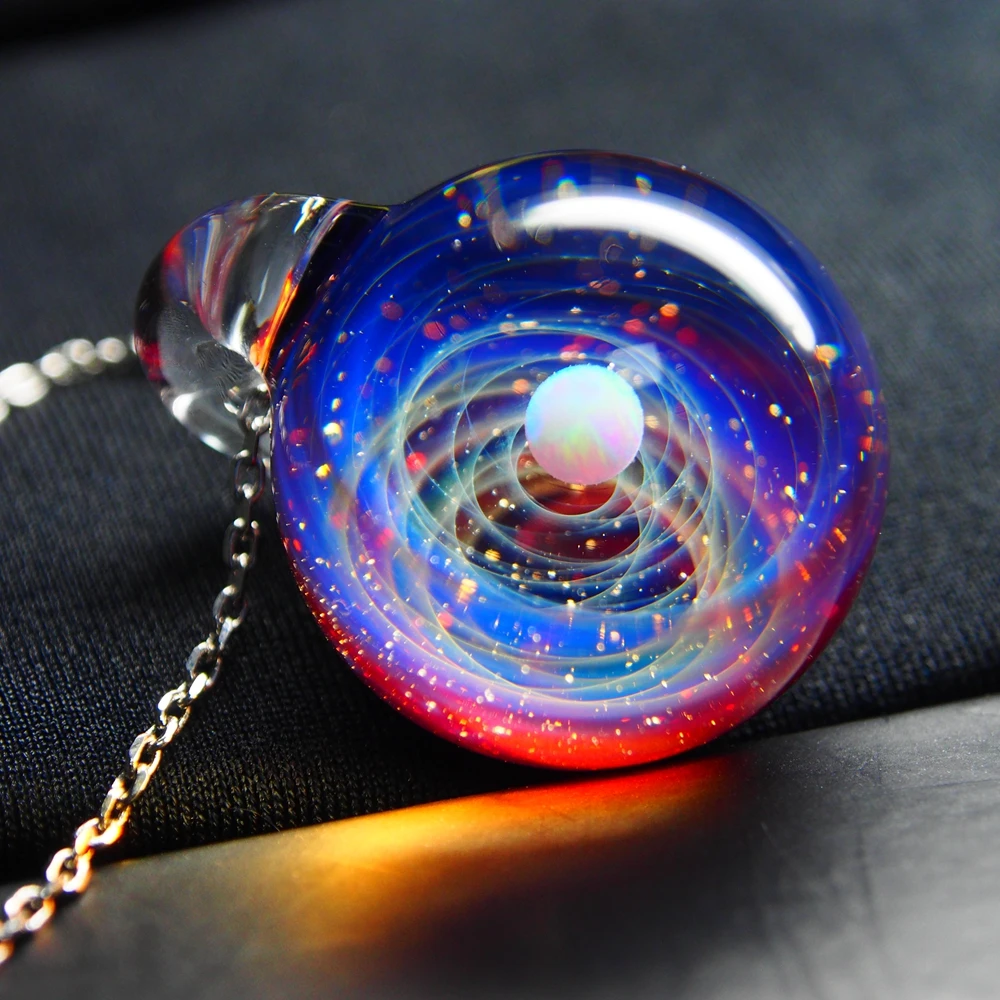 

2020 Meisidian Glass necklace Beautiful Universe glass Ball Galaxy Glass Necklace Pendant for gift