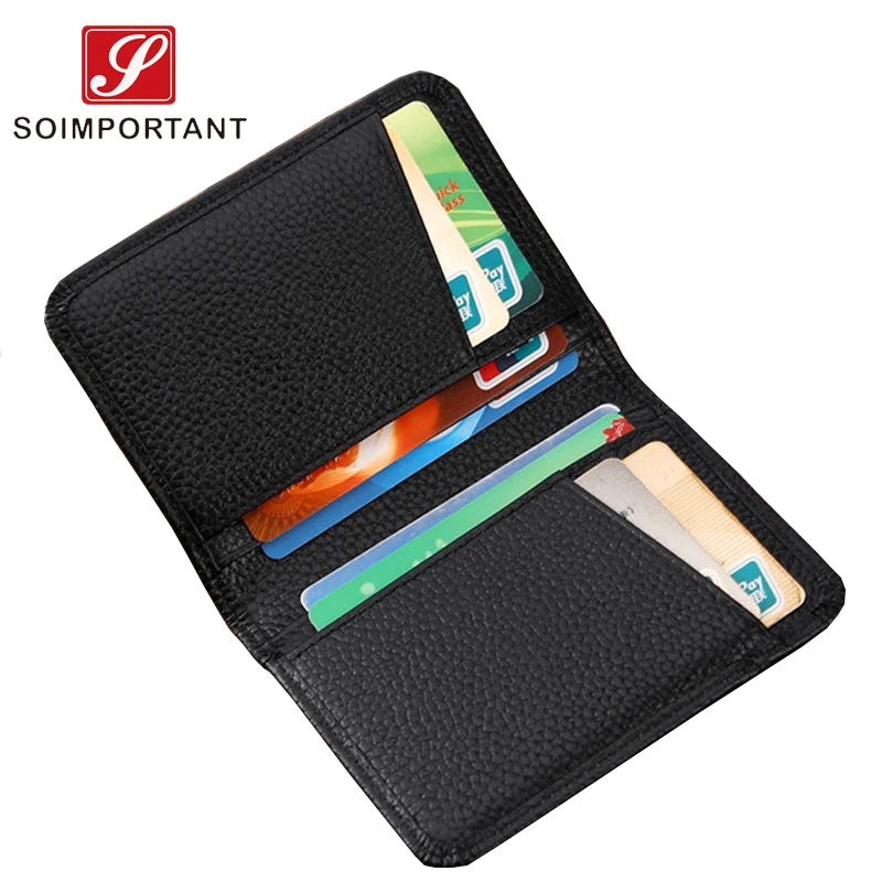 

Genuine Leather Ultra thin Slim Short Cards Wallet Men Women Small Solid Wallet Simple Mini Card Holder Male Purse Casual Female