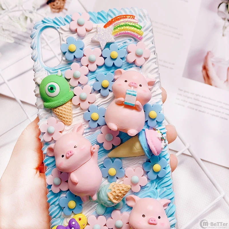 Чехол для iPhone 11 pro max DIY ip XR XS Max милый 3D чехол телефона pig ip7/8 plus кремовый ручной