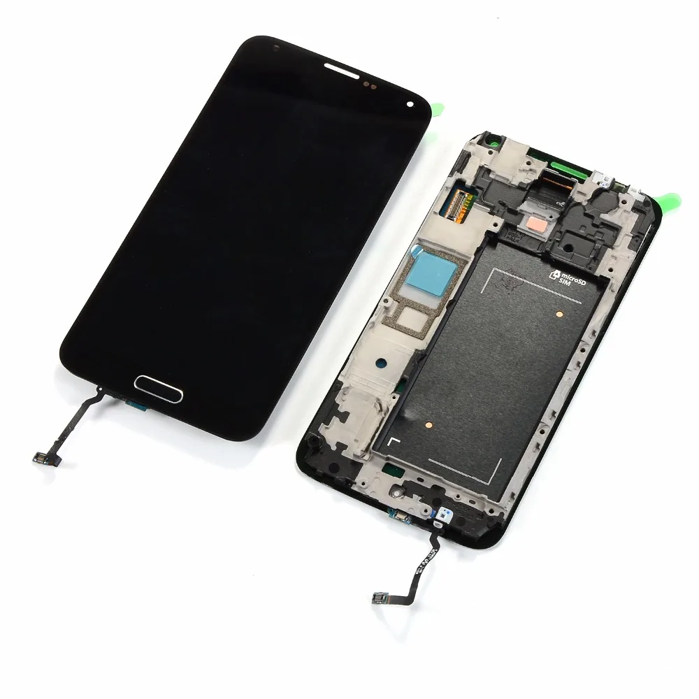 Для Samsung Galaxy S5 I9600 G900F G900T G900P G900A ЖК-дисплей сенсорный экран+ Корпус Передняя рамка+ кнопка для дома