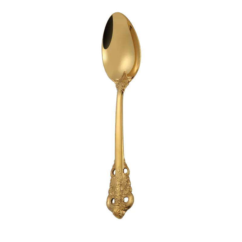 golden spoon Нержавеющая сталь комплект столовых приборов для ресторана Портативный стейк Ножи Ложка Вилка для обеда столовые приборы нож посуда набор Talheres - Цвет: golden spoon
