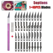 Scalpel en métal antidérapant kn ife, Kit d'outils de coupe, gravure, artisanat kni ves + 40 lames téléphone portable PCB bricolage réparation outils à main