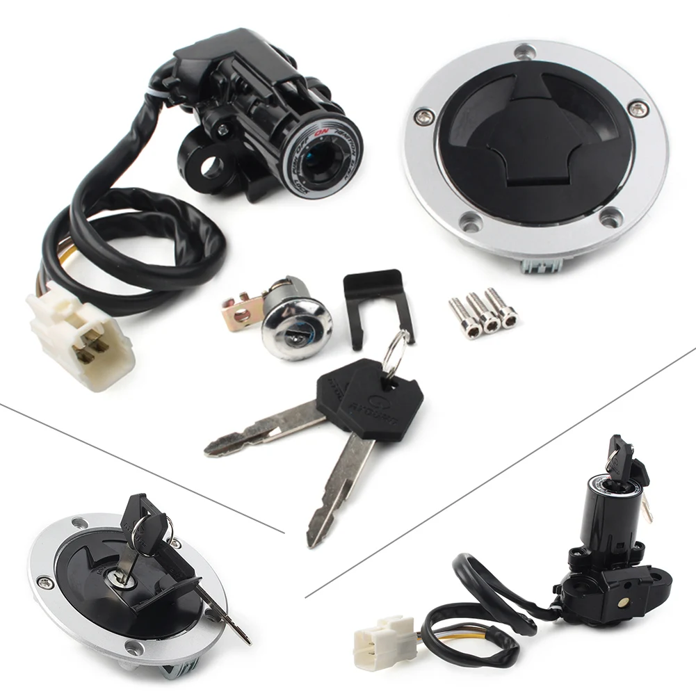 

Motorcycle Fuel Gas Cap Ignition Switch Seat Lock Set w/ Key For Kawasaki Ninja ZX6R ZX636 2013-2018 / ZX10R ZX1000 2011-2019