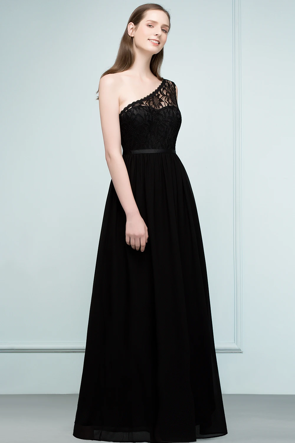 24 часа Черное Кружевное длинное вечернее платье vestido de festa сексуальное вечернее платье на одно плечо Robe De Soiree Longue