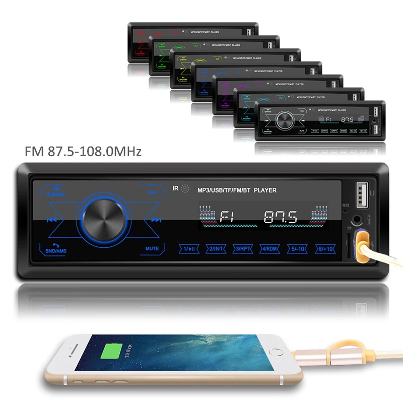 1 Din автомагнитола Bluetooth Авторадио сенсорная кнопка стерео аудио MP3 ID3 WMA usb зарядка TF A2DP Громкая связь ISO головное устройство PHYEE M10