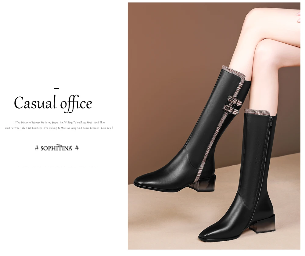 SOPHITINA/модные дизайнерские ботинки из высококачественной натуральной кожи; удобная обувь на квадратном каблуке с круглым носком; Лидер продаж; ботинки на молнии; PO302