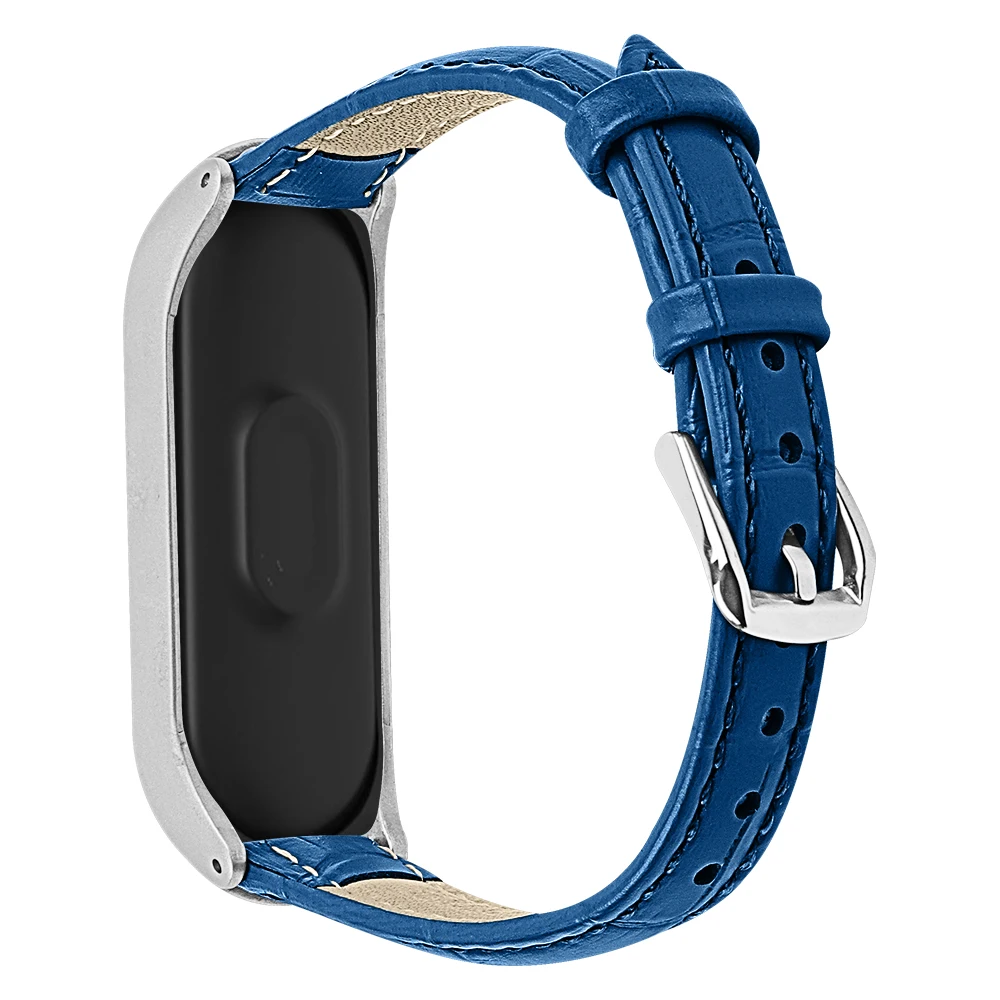 Dark Blue Для Xiaomi mi Band 4 mi Band 3 ремешок для умных часов ремешок для часов из натуральной кожи ремешок для часов для Xiaomi mi Band 4 3 ремешки для браслетов - Цвет: Dark Blue