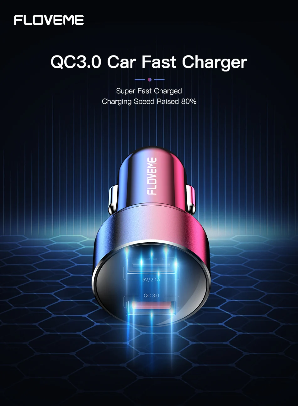 FLOVEME Quick Charge 3,0 быстрое автомобильное usb-устройство для зарядки телефона, прикуриватель для сотового телефона, автомобильное зарядное устройство Carregador для iPhone 11 Pro Max