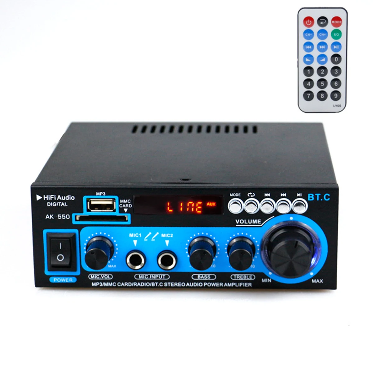 800 Вт 2CH Мини bluetooth аудио усилитель мощности HIFI FM 110 в 12 В AUX USB SD 2 Mic вход для