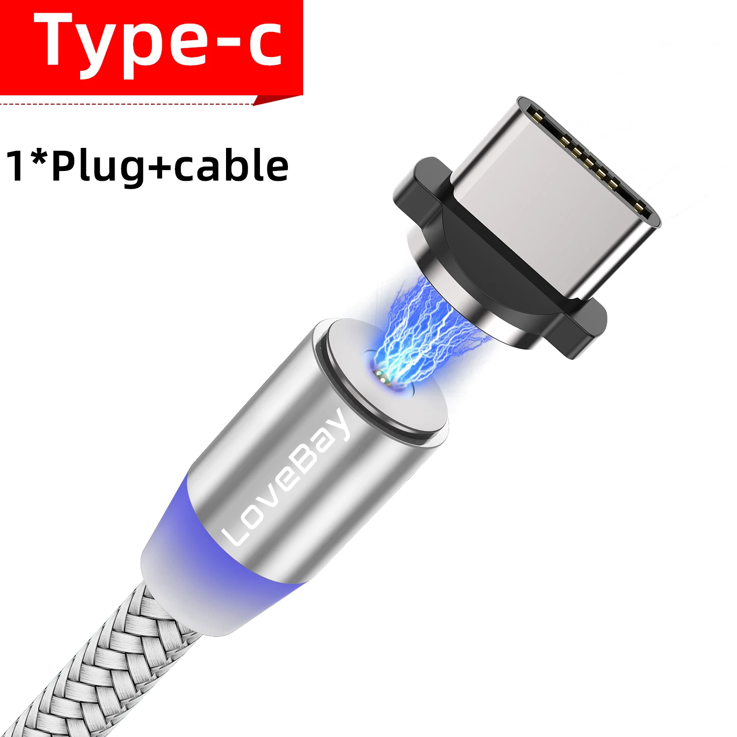 Lovebay Магнитный USB 3 м кабель для быстрой зарядки для Iphone TYPE-C Micro USB шнур Магнит Micro USB кабель для мобильного телефона USB шнур - Цвет: Silver for Type c