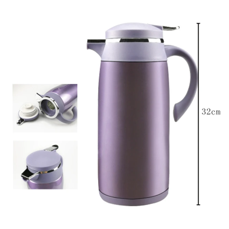 1-1.9L Glass Liner Vacuum Flasks Thermos Large Capacity Household Thermal Hot Water Pot Bottle Stainless Steel Coffee Kettle Jug