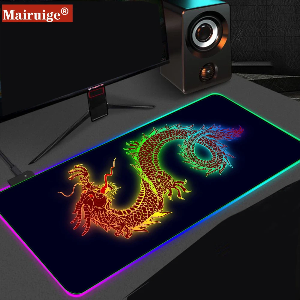 Персонализированный коврик для мыши Mairuige в виде дракона RGB игровой клавиатуры XXL