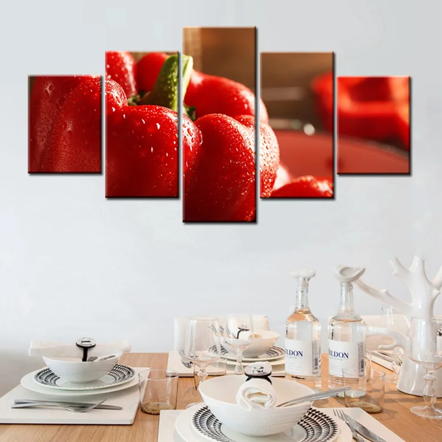 Fresh-Green-Pepper-Red-Pepper-Sweet-Pepper-Picture-Print-Canvas-Kitchen-Decor-Wall-Art-Frameless-Canvas (1)