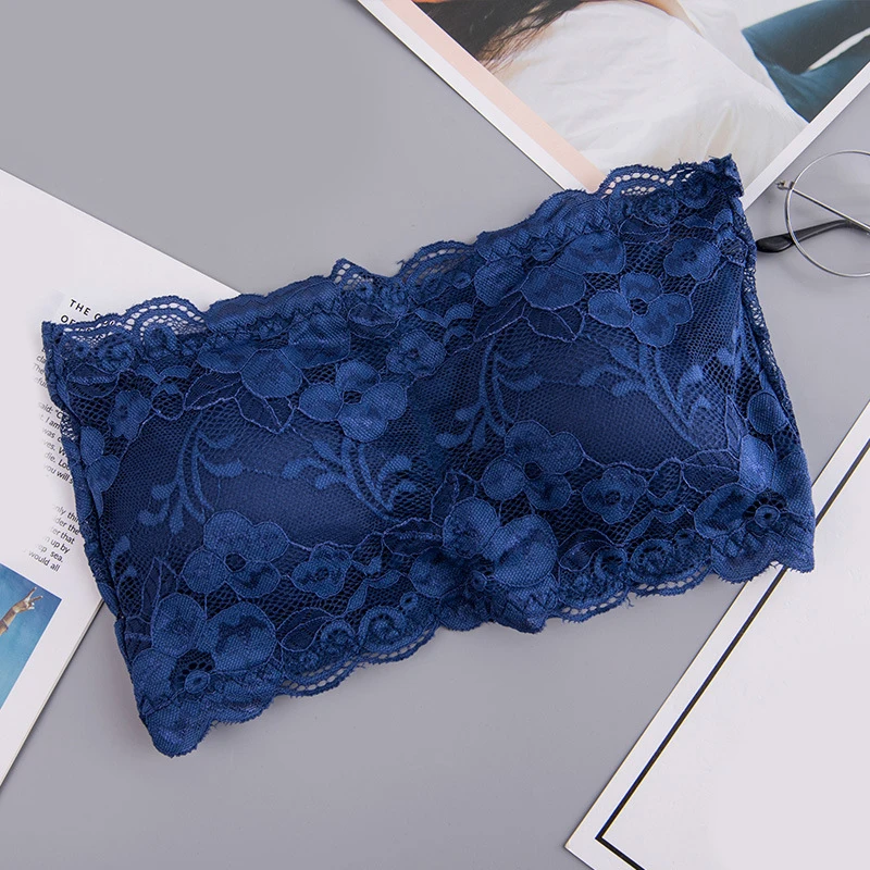 Strapless Lace Bra Tube Top Lingerie Chest Wrap Floral Padded Seamless Underwear Crop Top Lingerie Temperament Underwear Hot women lingerie bra women tube tops