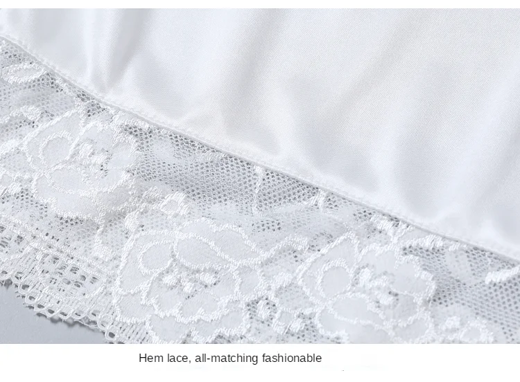 Lace Decoration Bust Skirt Long Skirt Design Basic Stain Silk Half Silp for Dress Women Underskirt 35-85cm White Black Petticoat underskirt lining lolita underskirt